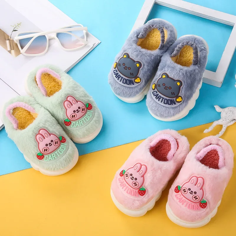 Pantuflas Kid Slippers Winter New Comfort Home Gril Boy Shoe Indoor Anti-skid Cotton Shoe Cartoon Cute Girl Shoe Slippers Woman