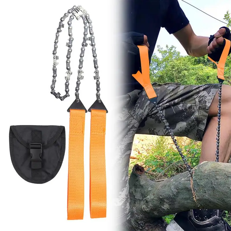 24 Inch Hand Rope Chain Saw Sharp Manual Tree Limb Chain Saw With 11 Teeth Folding Pocket Rope Chainsaw Camp Tree Cutting Tools