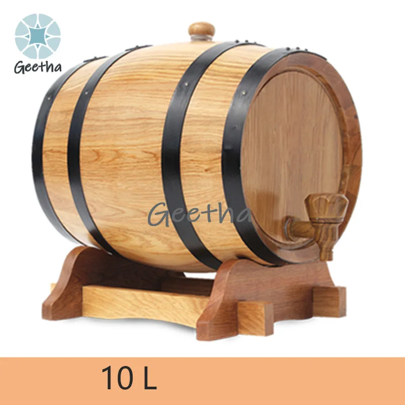 10L Barrel Wine Oak Bucket Whisky Container Wooden Barrel Oak Bucket Beer for Storing Wine and Whiskey Vodka Fermentation Tank