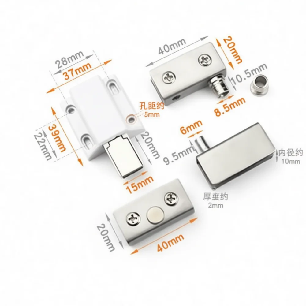 Stainless Steel Glass Door Hinge Pivot Hardware Magnetic Catch For Wine Display Cabinet Fitting Professional Mounting