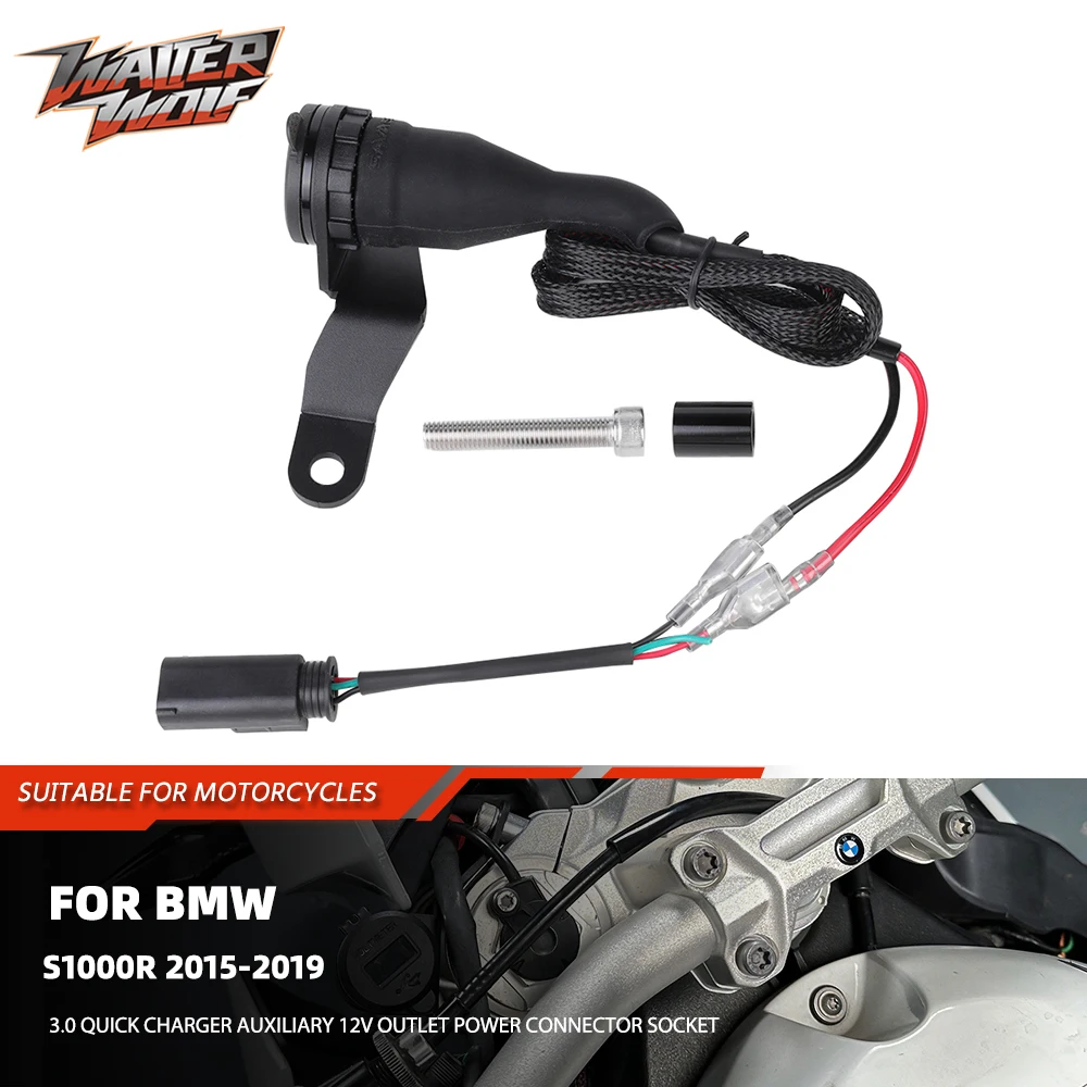 

3.0 Quick Charger USB Auxiliary 12V Outlet Power Connector Socket For BMW S1000R S1000 R 2015-2019 Plug Adapter Cable Connector