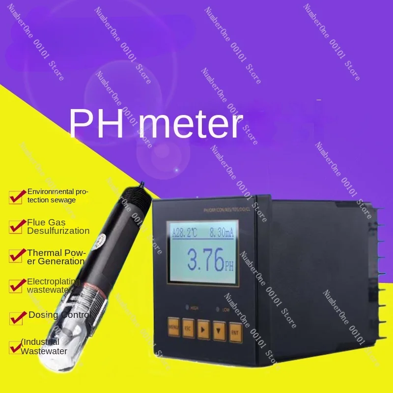 PH Controller Industrial Online PH Meter Acidity Detector ORP Electrode Sewage Test Transmitter Sensor Probe