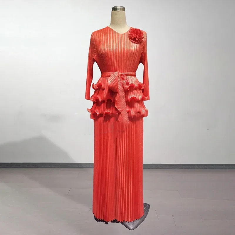 KAF 2025 primavera nuevo traje de mujer Color sólido cuello pico manga larga empalme Top cintura alta Casual pantalones de pierna ancha sueltos