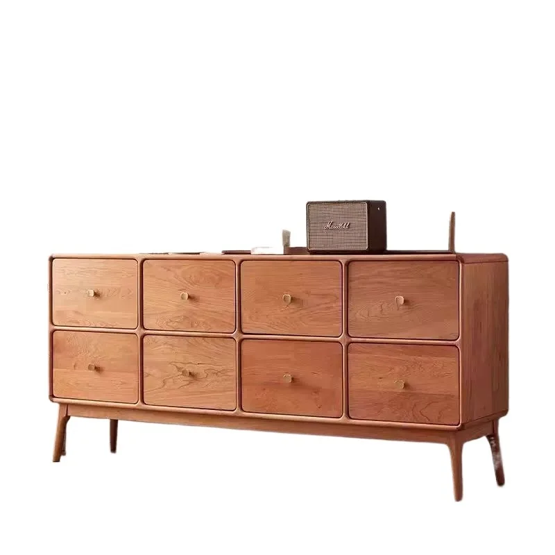 cherry wood Nordic log style, living room multi-functional storage, storage cabinet against the wall TV cabinet