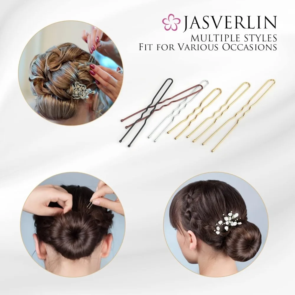 دبوس شعر أشقر على شكل حرف U للكعك، دبابيس ذهبية كبيرة صغيرة على شكل حرف U للنساء والفتيات، مقاس إكسسوارات تسريحات شعر الزفاف