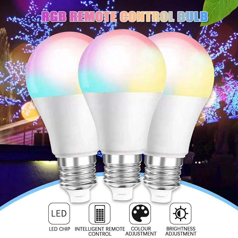 E27 inteligentna lampa lampa zdalnie sterowana światło RGB Led z możliwością regulacji 16 color 4 tryby lampy 5W 10W 15W do boże narodzenie W domu