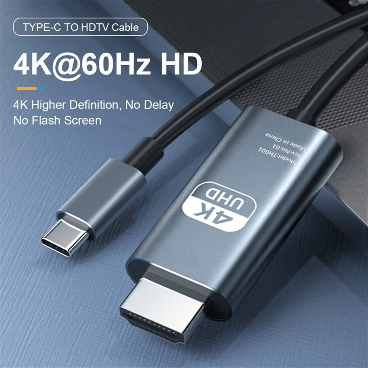 (A75T) 4K 60Hz TYPE C to HDMI-Compatible Cable USB C to HDTV Adapter HDMI-Compatible for TV Converter Conference Presentation