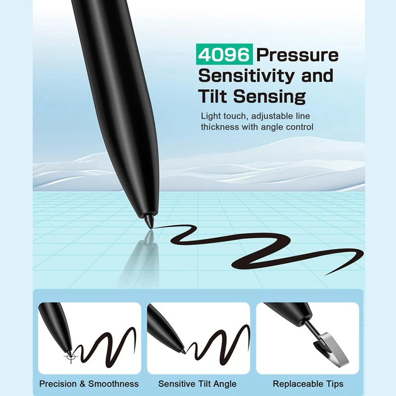 EMR Digital Stylus Pen With Eraser For Remarkable 2,4096 Pressure Levels,Palm Rejection,For Remarkable/Samsung/Wacom