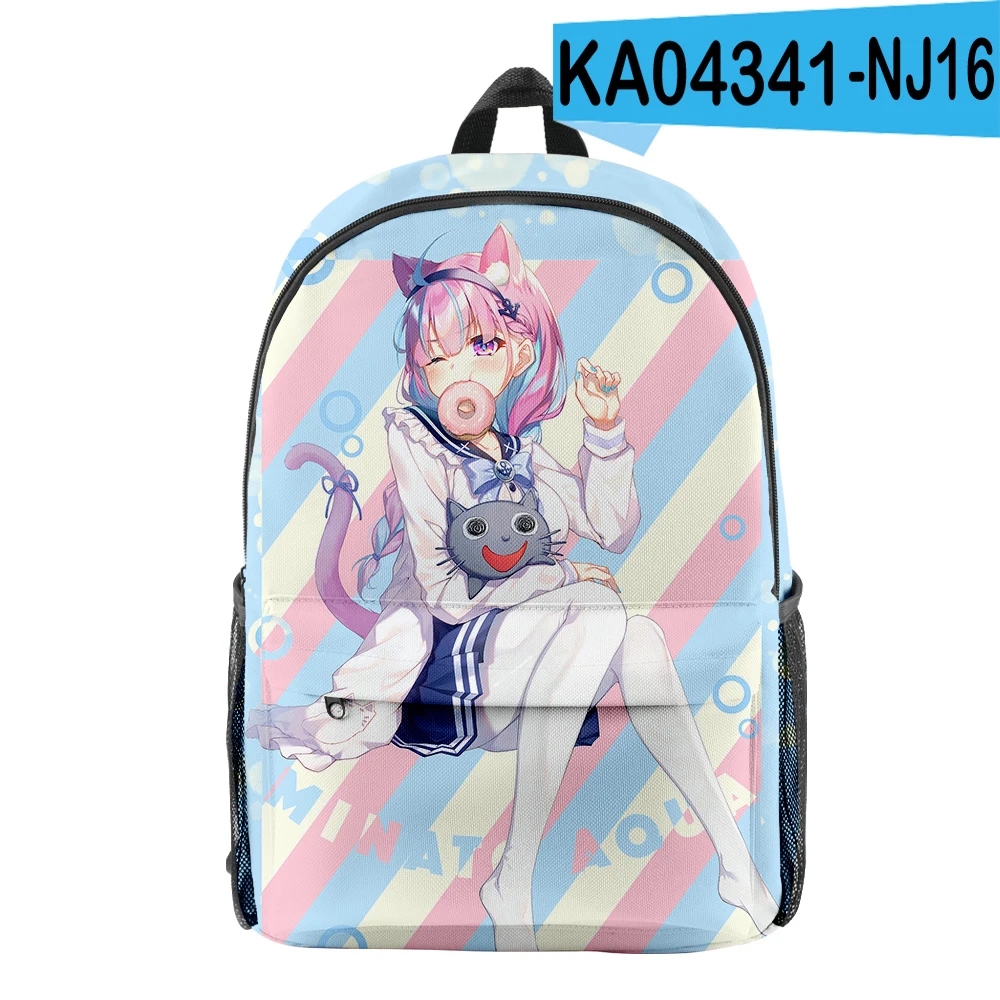 Harajuku Popular HOLOLIVE minato aqua pupil Bookbag Notebook Backpacks 3D Printed Oxford Waterproof Boys/Girls Travel Backpacks