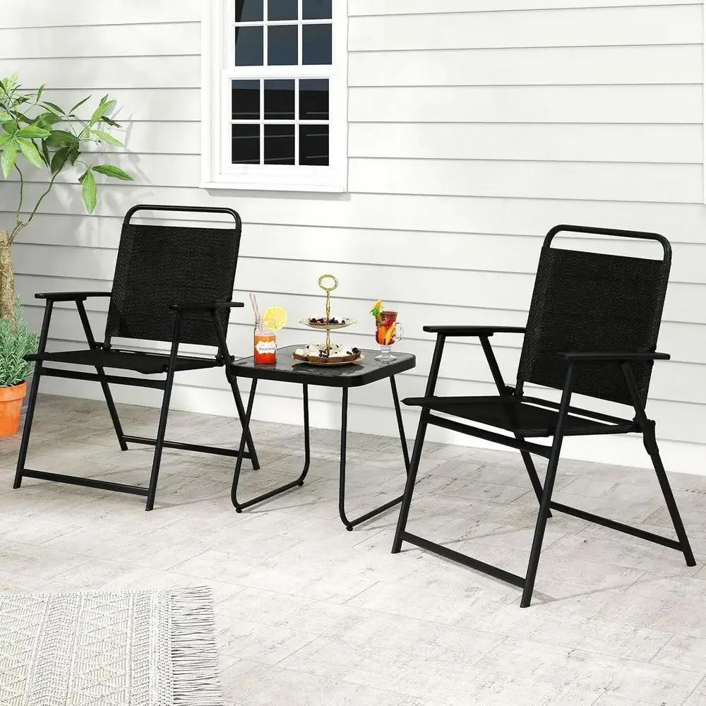 Outdoor 3-Piece Bistro Set with Marble-Style Side Table for Patio, Balcony, and Poolside Dining