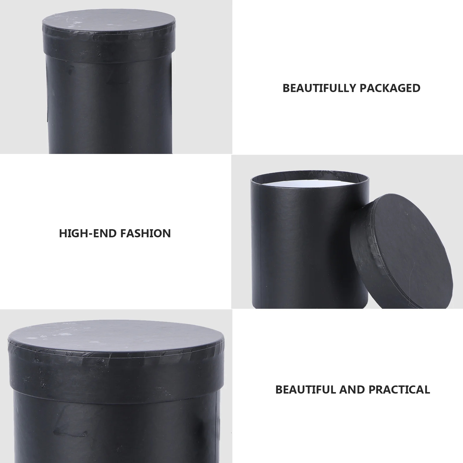 

Valentine's Day Flower Bucket Black Durable Composite Material Floral Art Gift Box Simple Design Flower Gift Box