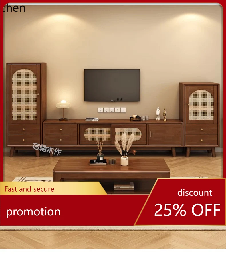 

Тумба под телевизор ZML из массива дерева для гостиной, новая, из орехового дерева, в старинном китайском стиле, комбинация с журнальным столиком.