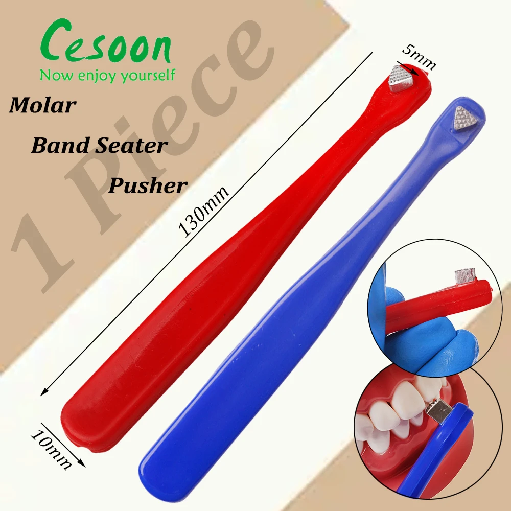 1Pc Dental Orthodontic Pusher Band Seater Dentist Ring Push Lift Molar Elevator Autoclavable Instrument Plastic Handle Blue Red