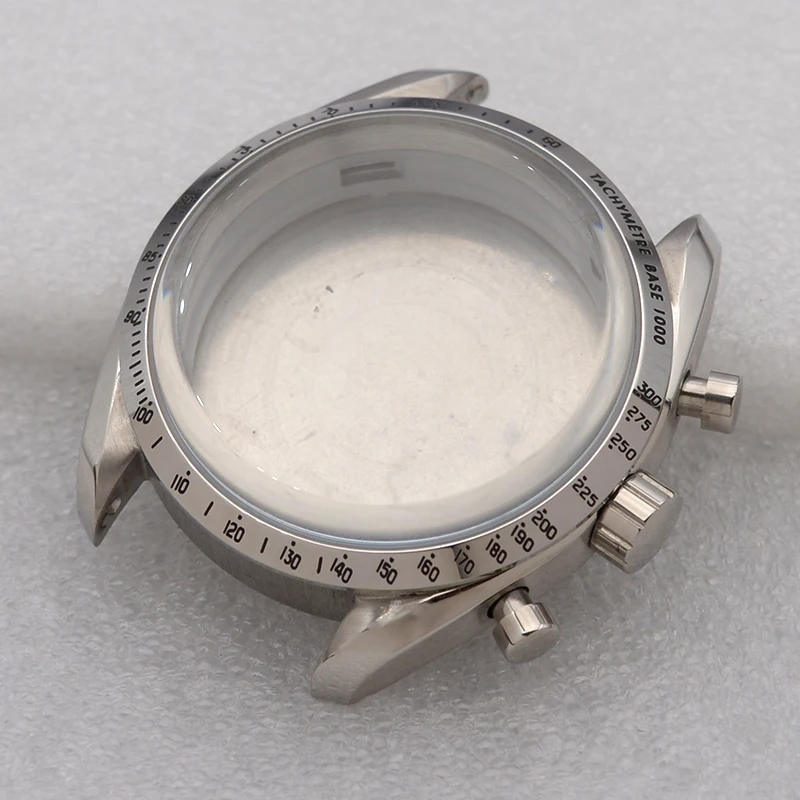 39.5mm Chronograph Metal Watch Case with Bezel Fit VK63 Movement Moon Pattern Sealed Back Cover Men Watch Mod Replacement Parts
