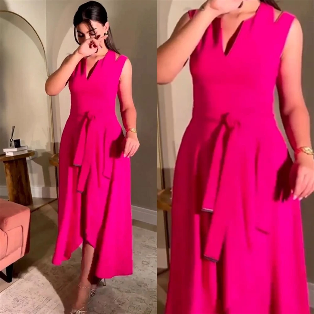 Vestido de noite de cetim para mulheres, bainha decote em v, dobrável, bainha drapeada, ocasião banquete, requintado, 2023