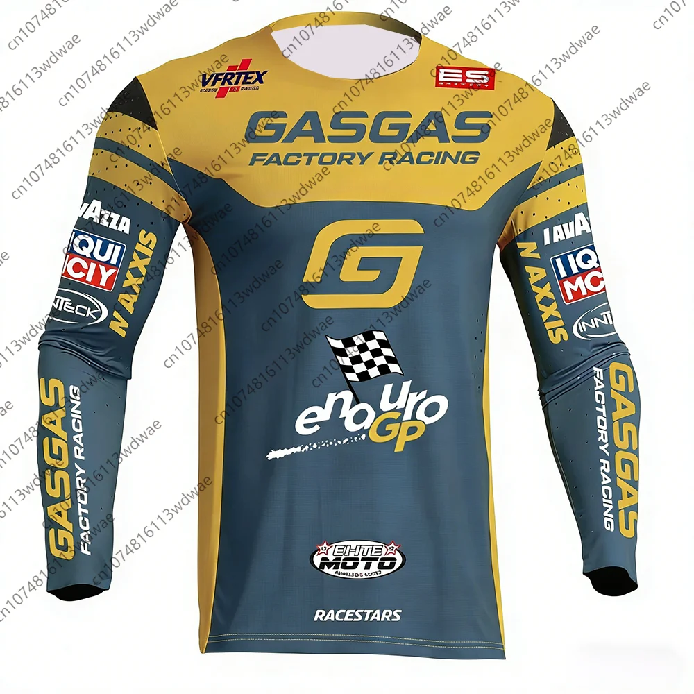 GASGAS Factory Racing EnduroGP Jersey Multi-Sponsor Quick Dry Breathable MX Off-Road Racing Top for Motocross Enduro Enthusiasts