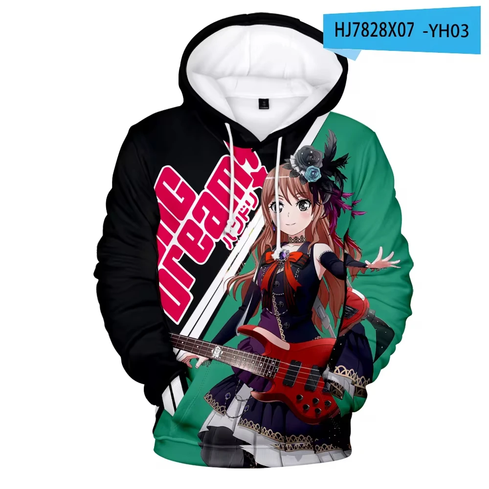 Popular Anime BanG Dream 3D Printed Men's Hoodie Casual Long Sleeves Oversized Outdoor Pullover Sweatshirt Kids Unisex Clothing