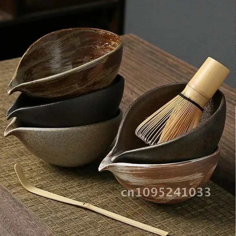 4-5pcs Whisk HomeCoarse pottery Matcha Tea Set Tool Stand Traditional Scoop Handmade Ceremony Gift Bowl Accessories Kit Japanese