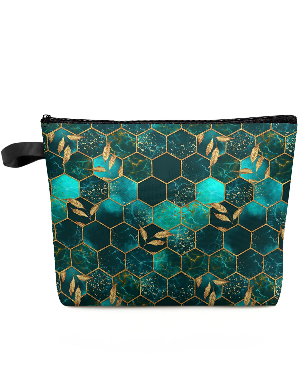 

Marble Honeycomb Texture Aqua Green Makeup Bag Pouch Travel Essentials Women Cosmetic Bags Toilet Organizer Storage Pencil Case