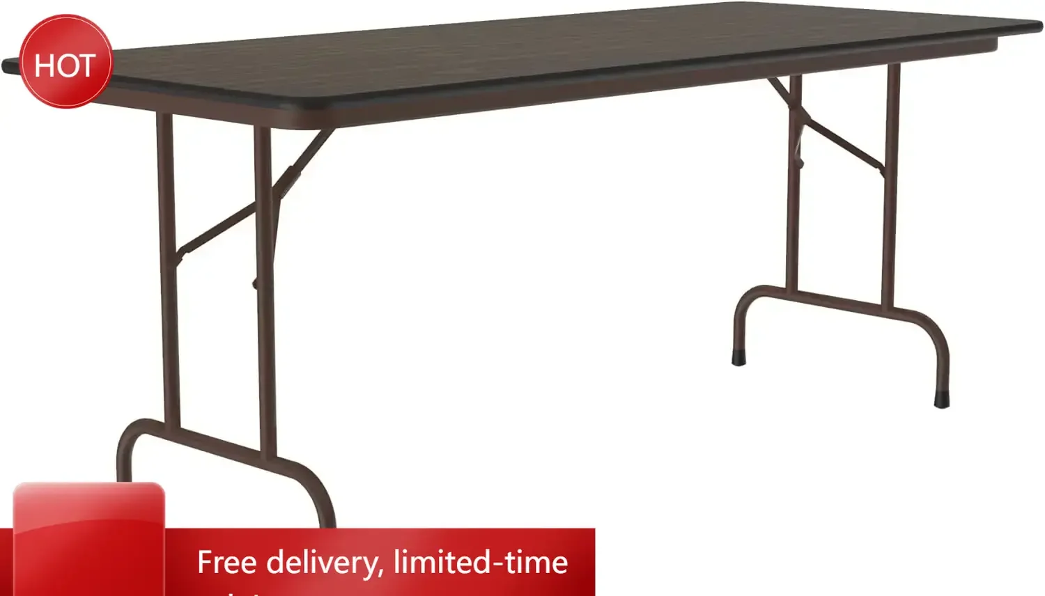 

Time-limitedXMSJ.Rectangular 24" Width x 72" Length x 29" Height Walnut Melamine Fixed Height Top Folding Table