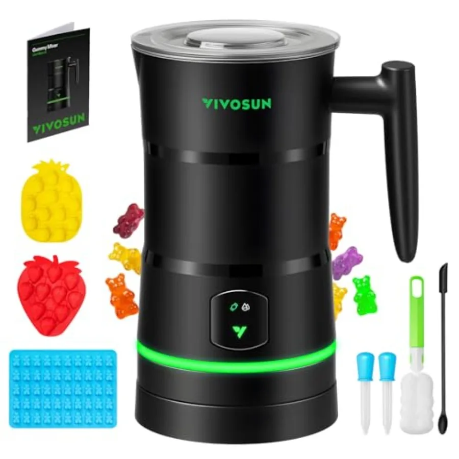 

Машина для приготовления жевательных конфет VIVOSUN: Автоматический аппарат для изготовления конфет с двойным ротором, пищевой чашей из нержавеющей стали и функцией добавления масла