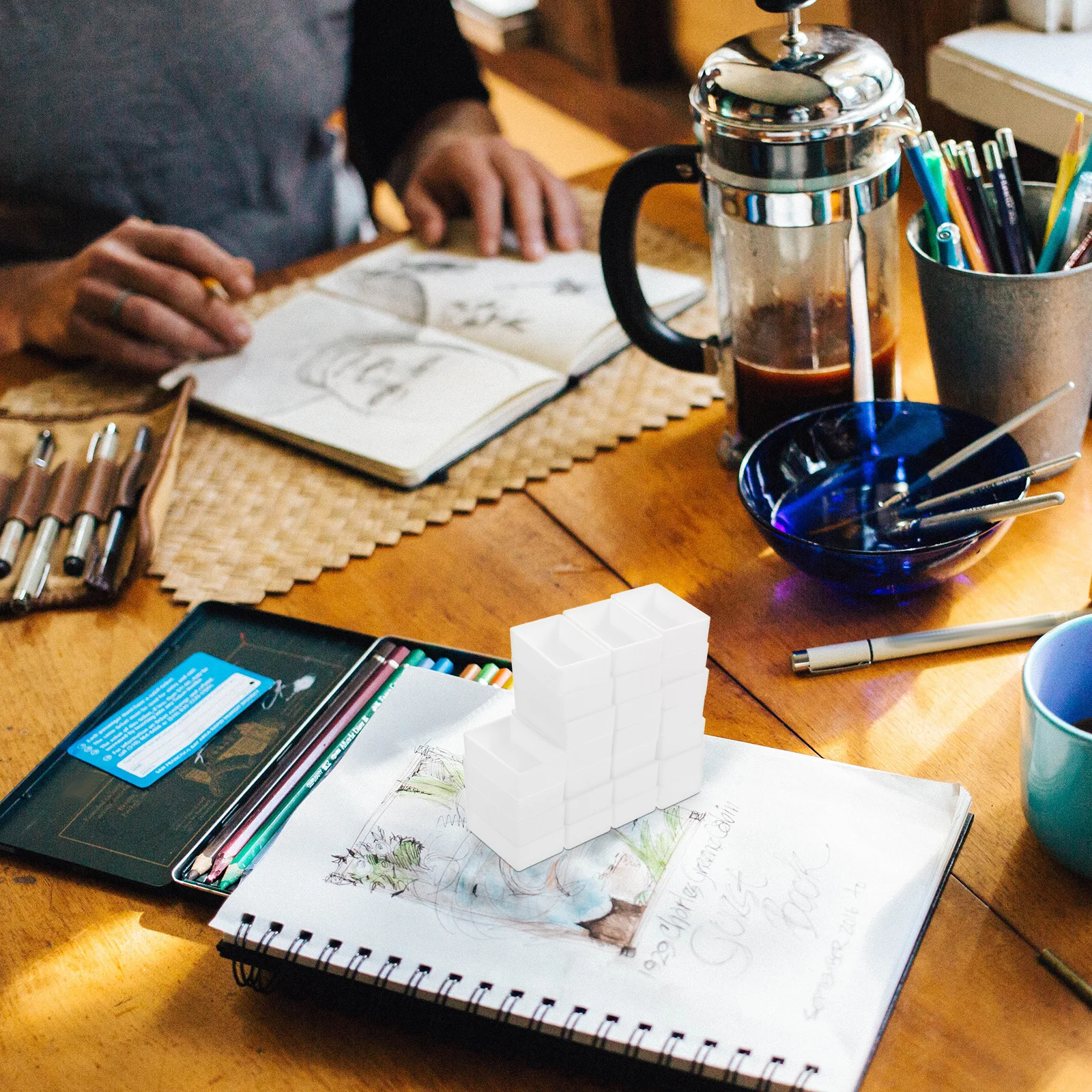 

24Pcs Silicone Watercolor Paint Pans Empty Half Pans DIY Mixing Palette Tray Portable Small Container for Artist Travel Kit