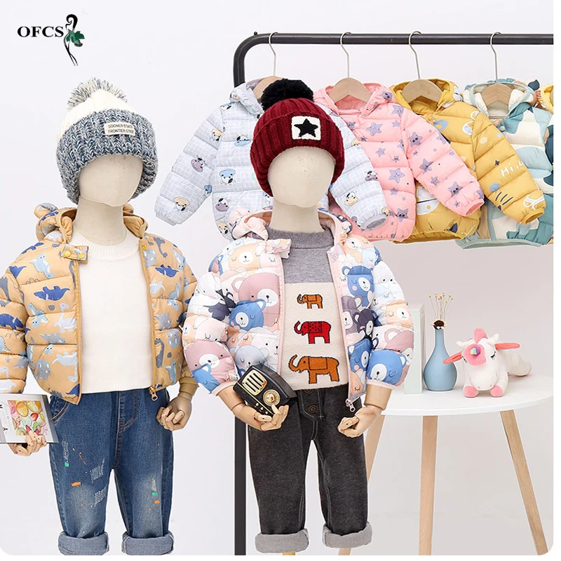 Winter Kids Clothes Children Down Cotton-Padded Jacket Boy's Girl's Flower Light & Comfortable Parkas Baby Colorful Hoodie Coat