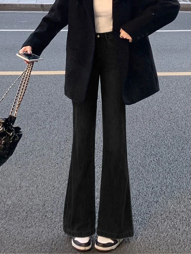 

Джинсы Bootcut, японские женские микротрубы, пуговицы с подкульптурой, классические, Южная Корея, свиная пряжка, сшитая отделка, четыре сезона