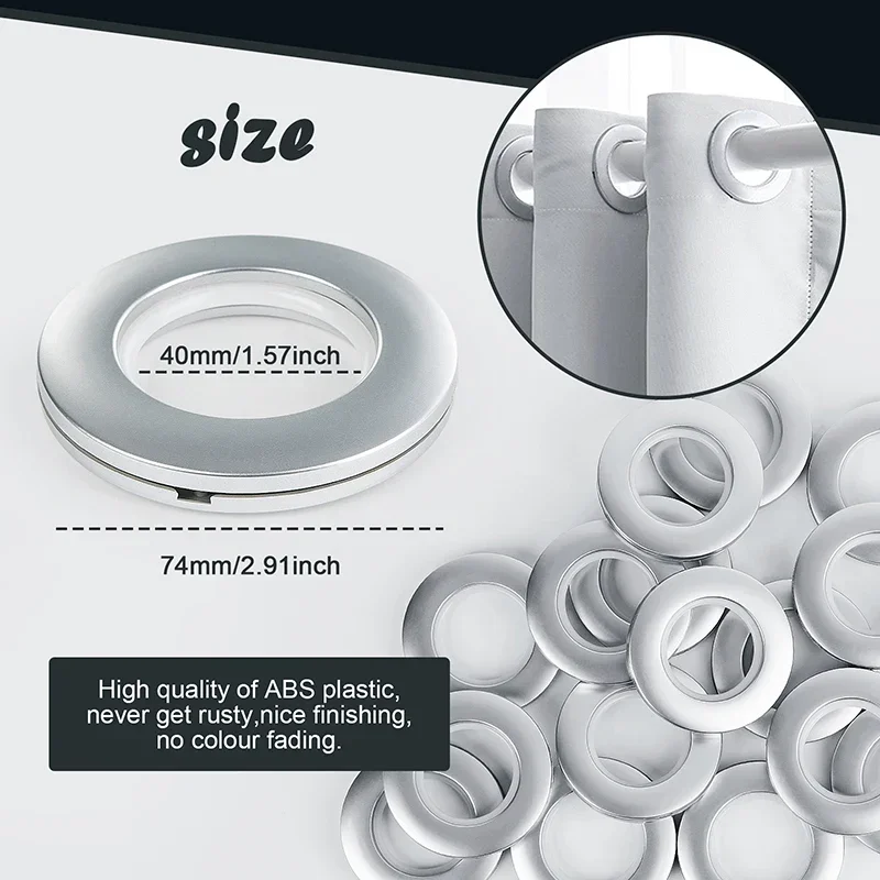 16 pz plastica occhiello anelli tende tendaggi anelli di scorrimento occhielli rotondi per finestre occhiello Kit occhiello da cucito