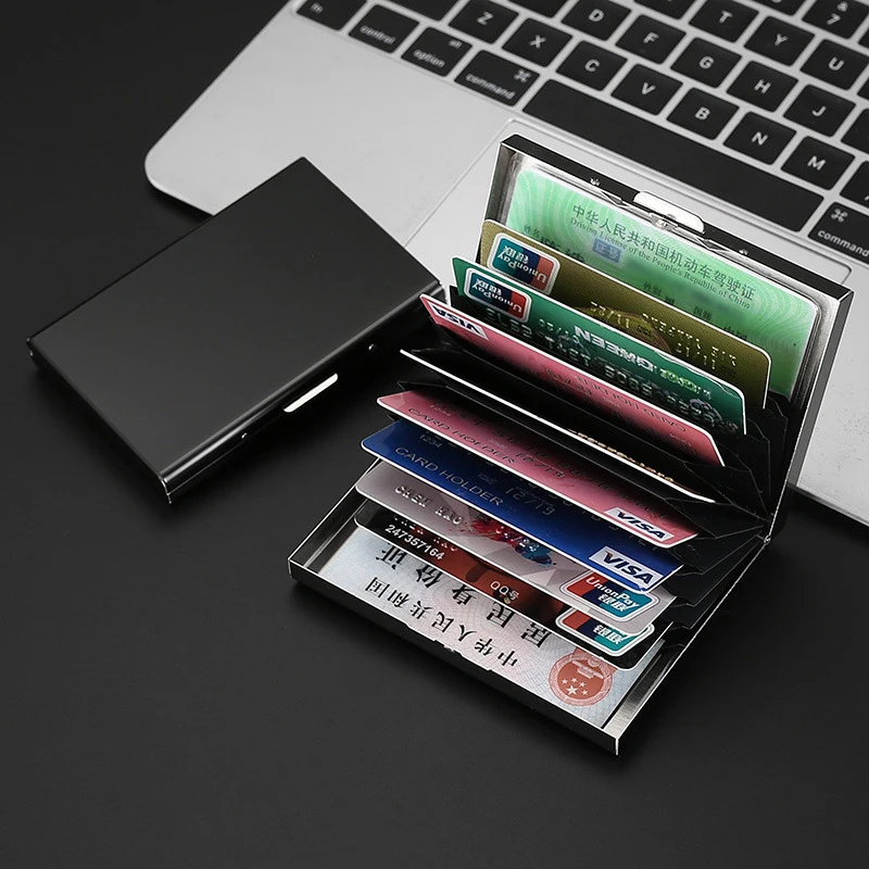 

Portable Classic Stainless Steel Credit Card Holder Men Slim Anti Protect Travel ID Cardholder Women Rfid Wallet Metal Case