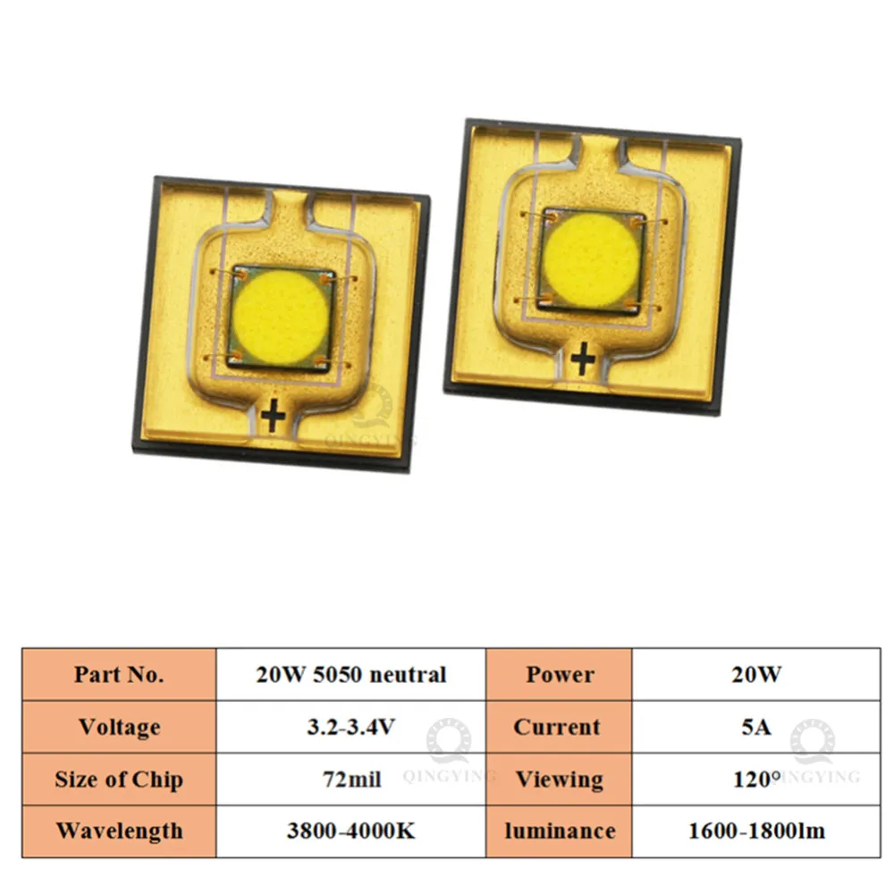 Grânulos de luz laser de alta potência, 20W, branco, natural, branco, azul, 450nm, LED SMD 5050 Chips, DIY, lanterna, farol Lâmpada do mineiro