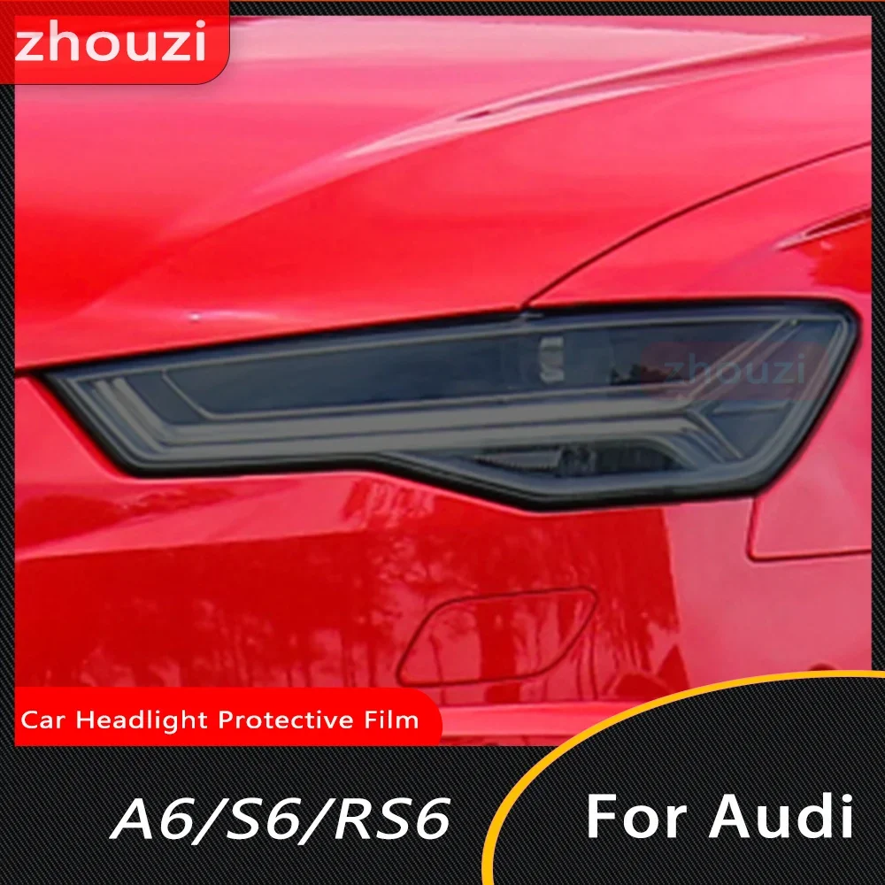 

For Audi A6 C7 4G S6 RS6 12-15 2016-2018 Car Headlight Protective Film Smoked Black Tint Wrap Vinyl Transparent TPU Sticker