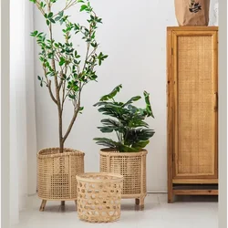 Storage Shelf Japanese Stand For Flowers Handmade Rattan Multifunctional Workmanship Exquisite Rack For Plants Shelf Decoration