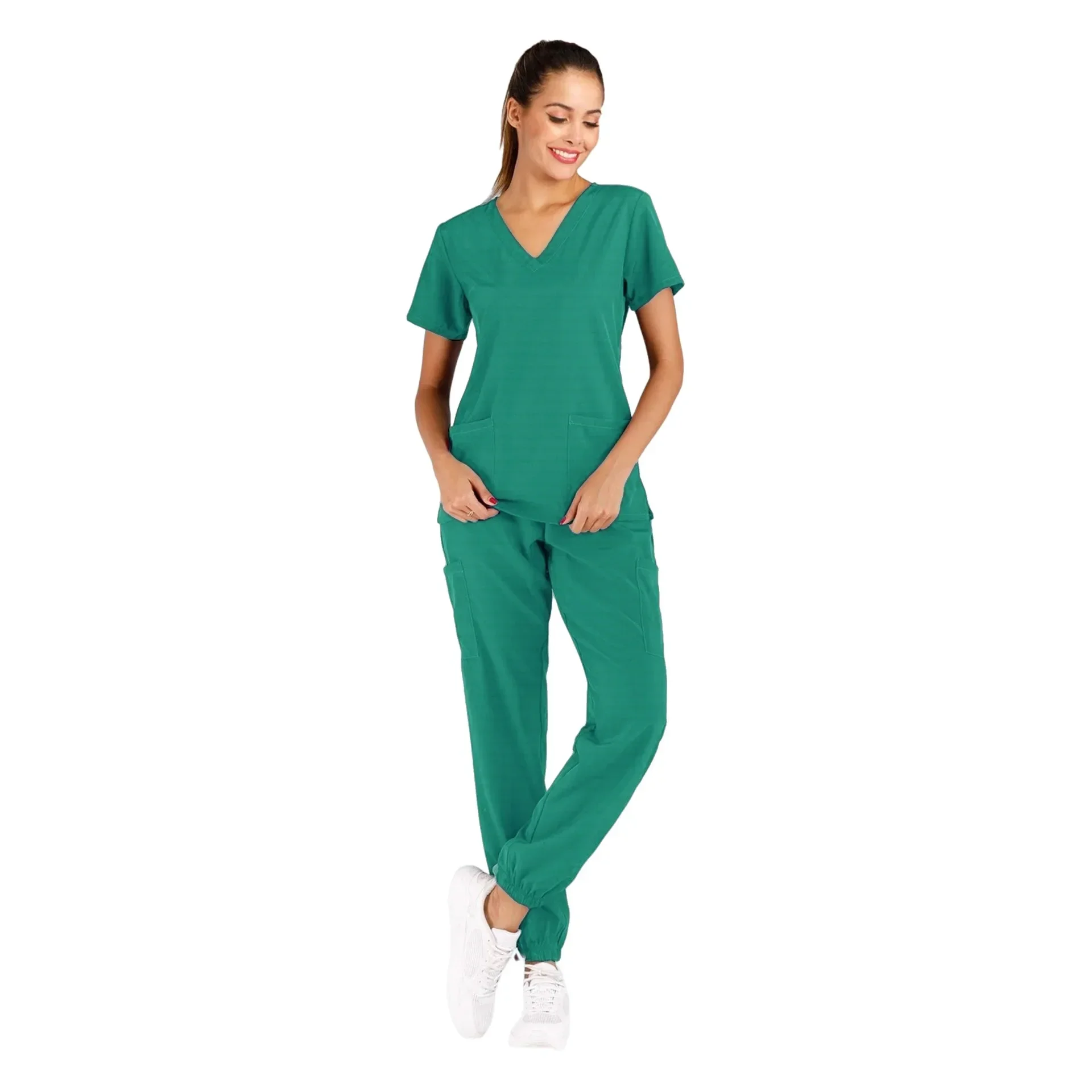 Uniformes exfoliantes para mujer, bata de enfermería, chaqueta de enfermera clínica, ropa de trabajo de esteticista de SPA de longitud completa, uniforme escolar para estudiantes