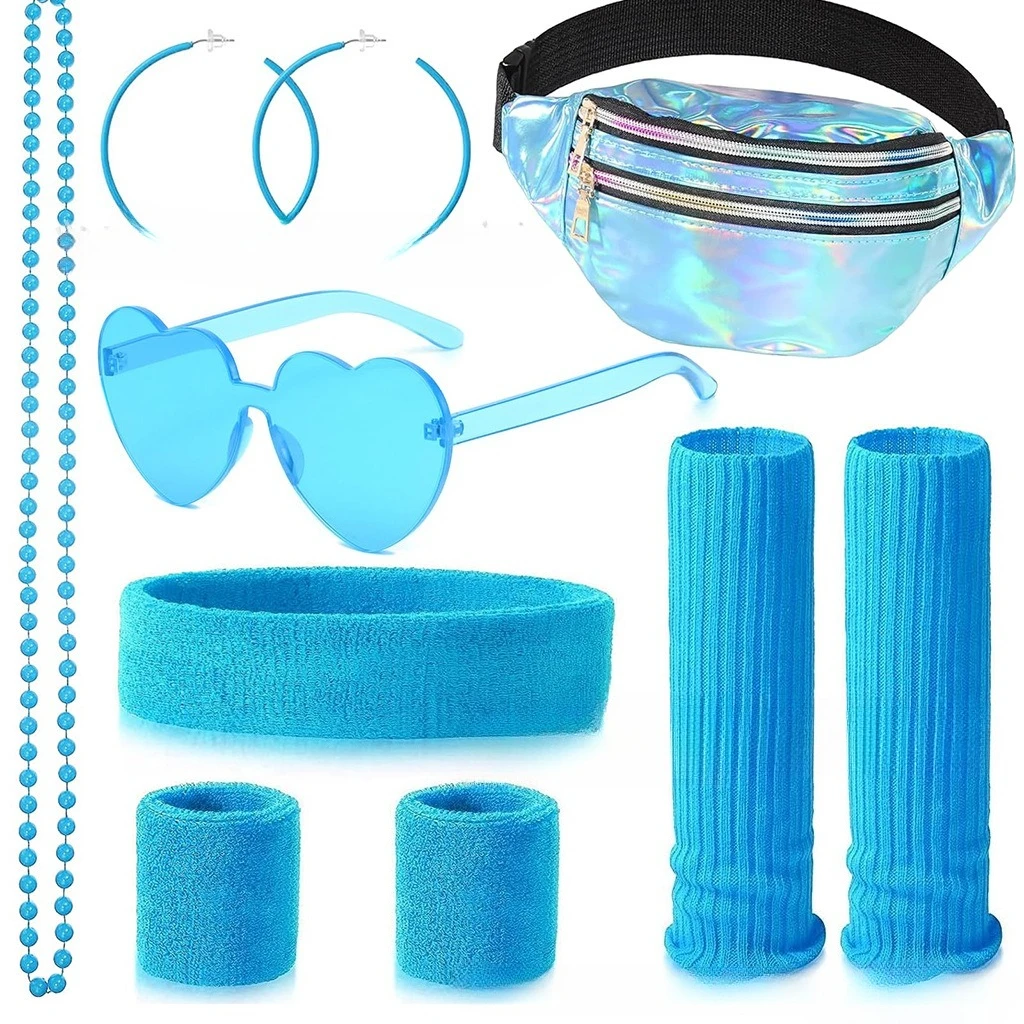 هالوين عيد الميلاد 1980s النيون حزب قلادة عصابة رياضية للرأس غطاء الساق حزمة مراوح مجموعة بالجملة