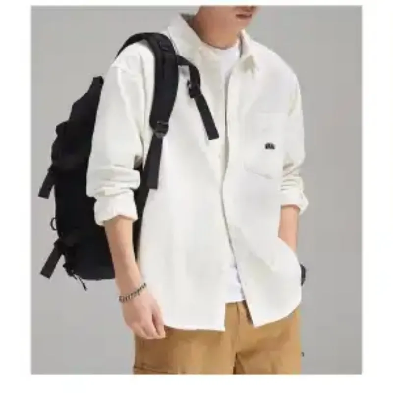 Retro Shirt Long Sleeve Men's Spring Loose Workwear Pure Cotton Shirt Jacket