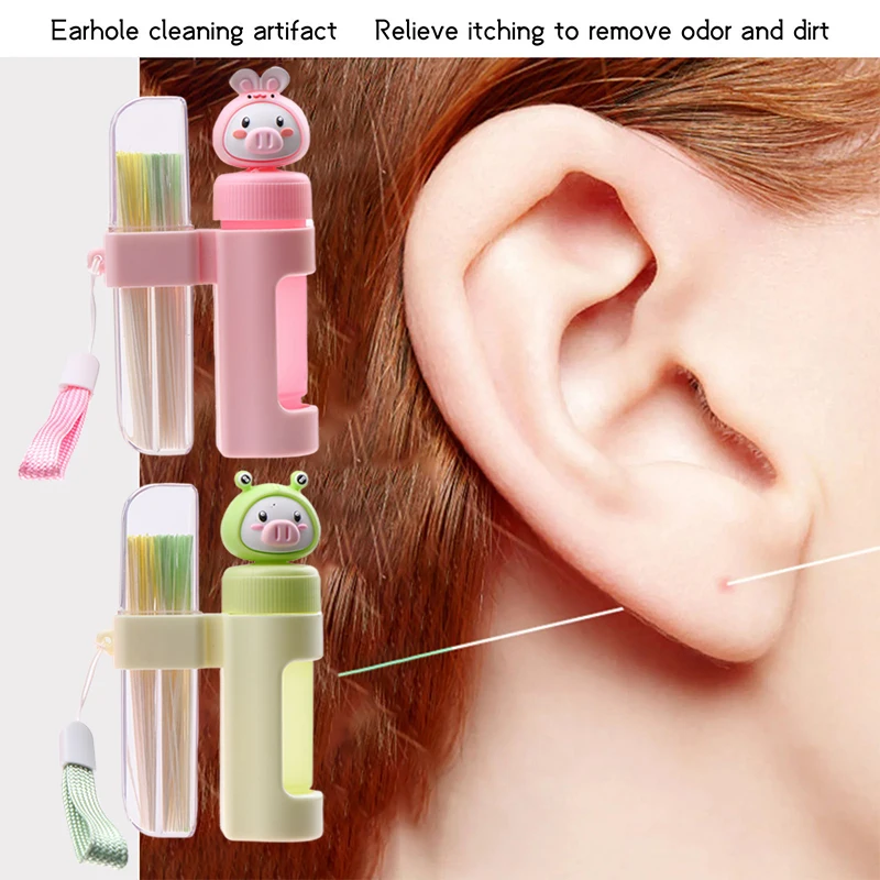 

180pcs Earring Hole Cleaner Mint Flavor Disposable Piercing Cleaning Line Tool Piggy Ear Line Cleaner Ear Piercing Cleaner