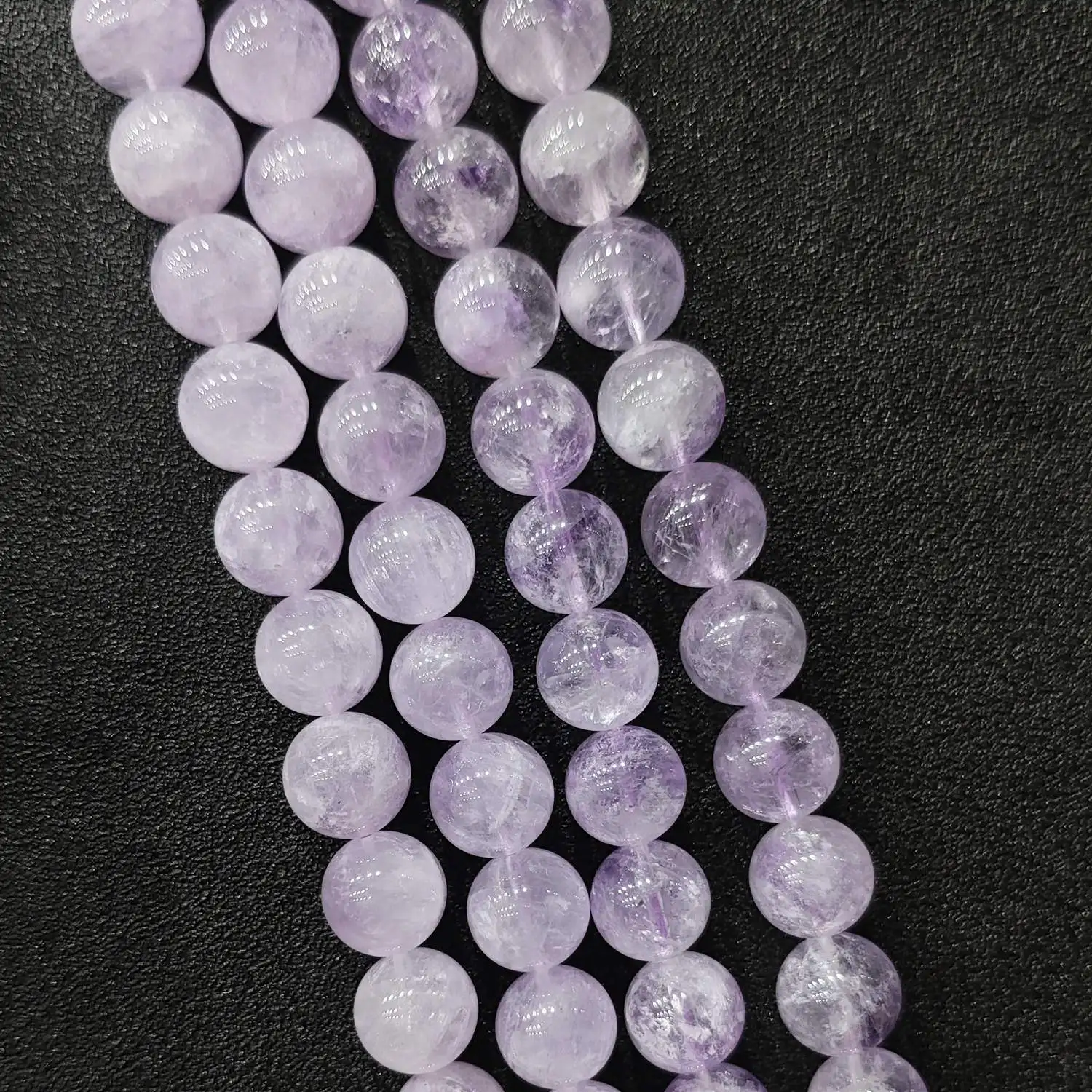 Pale Lavender Quartz Loose Bead Strand 6mm to 12mm Spherical Soft Pastel Gemstone Beads for DIY Bracelet Necklace Crafting