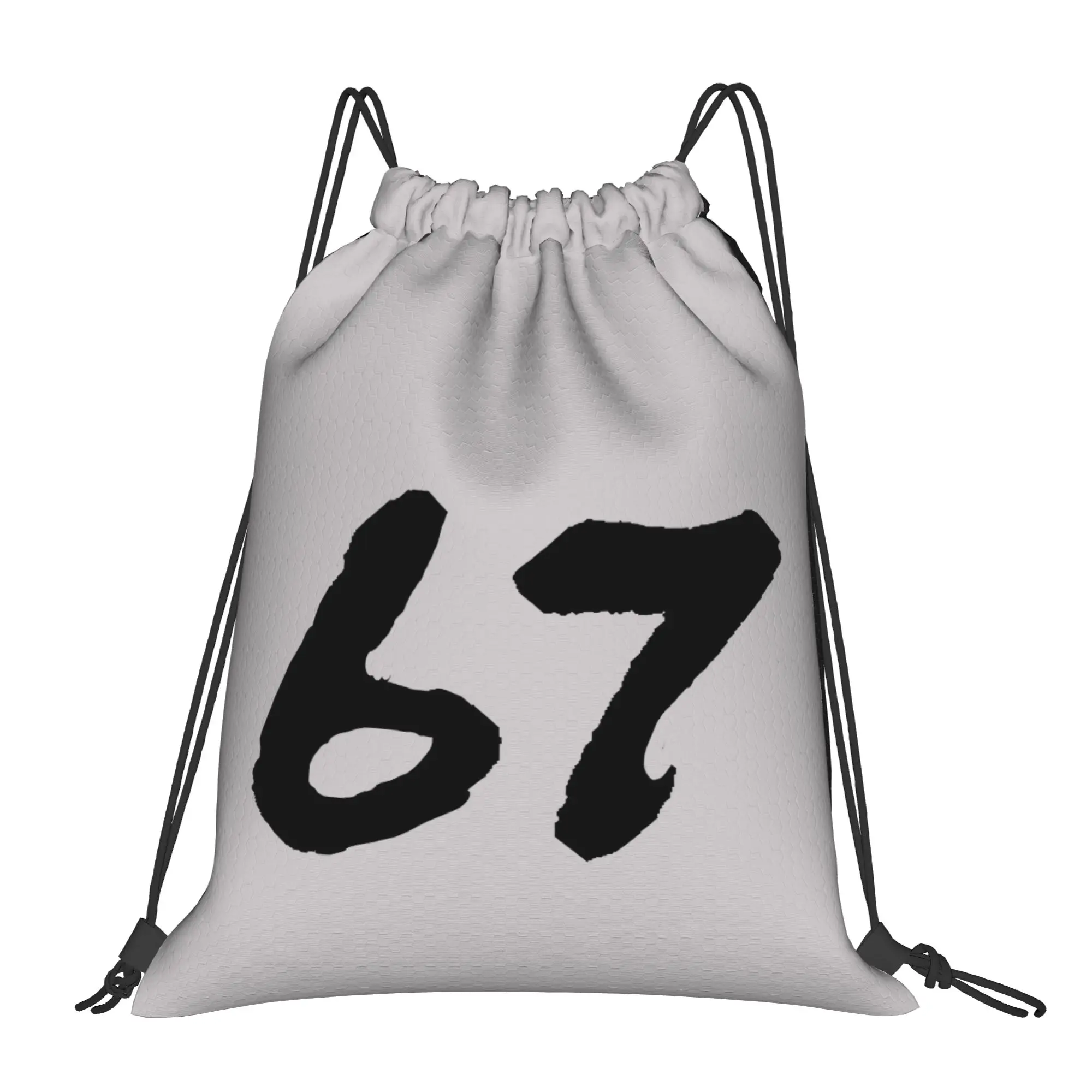 67 meme Only Text 67 Drawstring Bags Shopping Unisex Storage Organize Bundle Pocket Rope Bag
