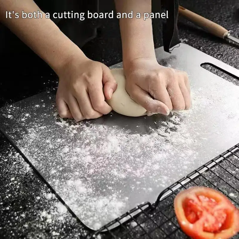 Dual Sided Stainless Steel Chopping Board Household Kitchen Cooking Food Prep Practical Cutting Accessory