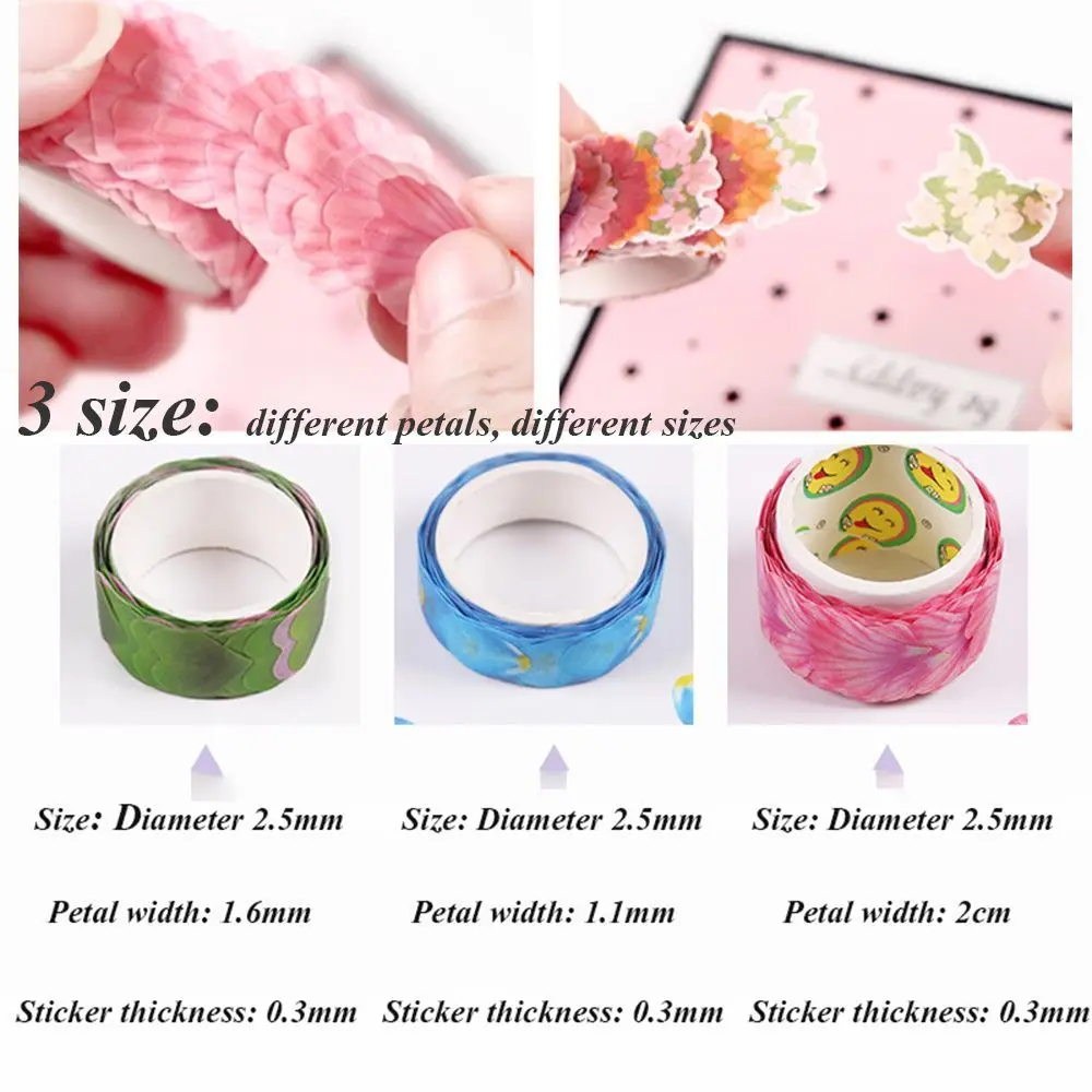 DIY 200PCS Adhesive Stylish Sticker Masking Tape Flower Petals Tape Scrapbooking Sticky Paper Decorative
