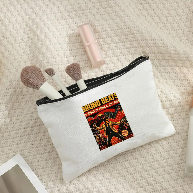 Bruno Mars World Tour Cosmetic Bag Lightweight Makeup Bags Organizer Closure Portable Fashion Travel Toiletry Pouch Fan Gifts