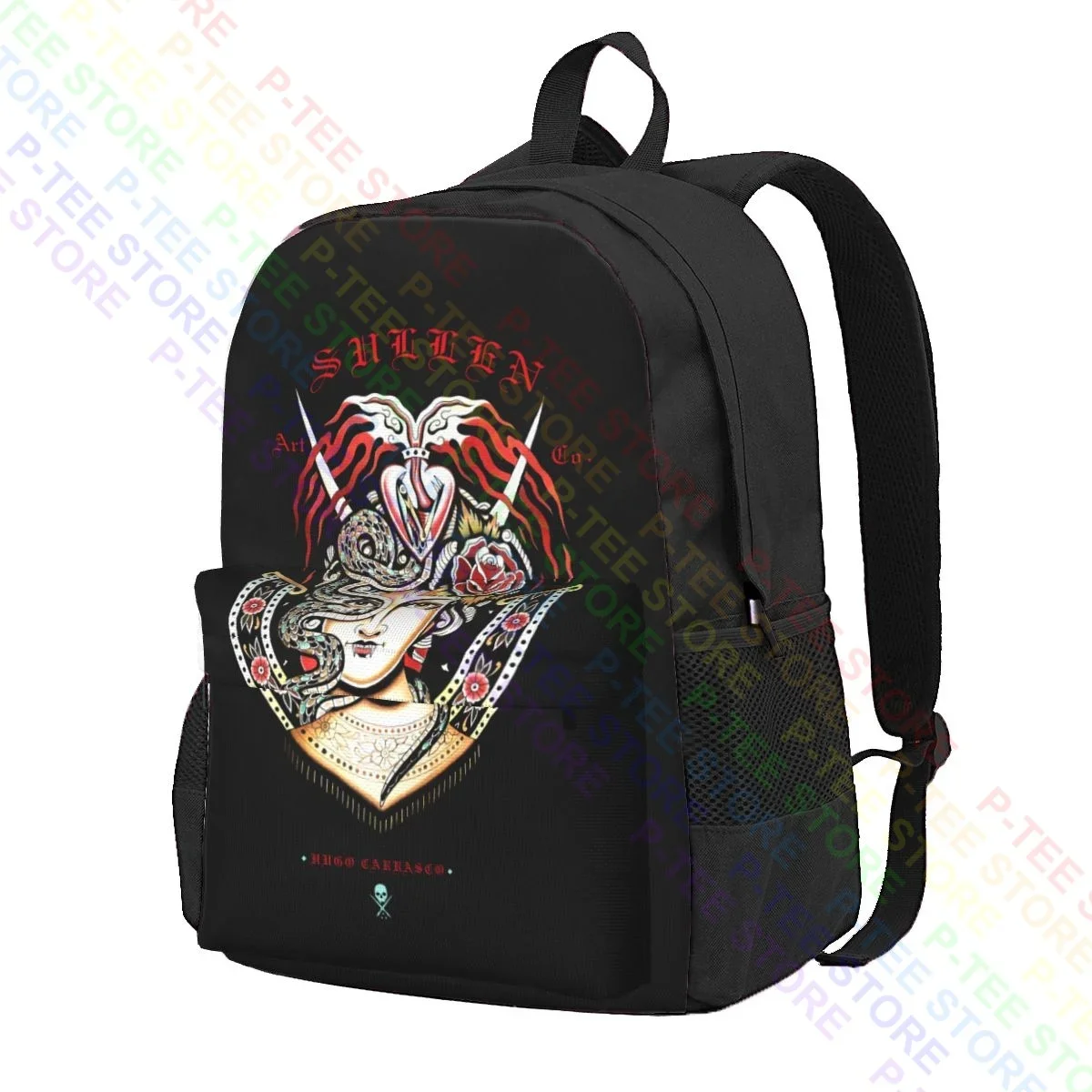 Sullen Hugo Carrasco Tattoo Artist Vampire Heart Snake Roses Large Capacity Backpack Travel Sports Bag