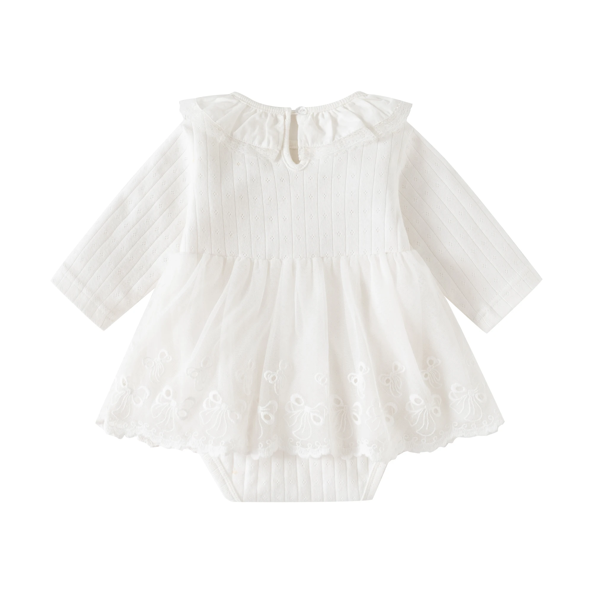 Ruffles Lace Newborn Baby Dress for Spring Autumn White Princess Dresses