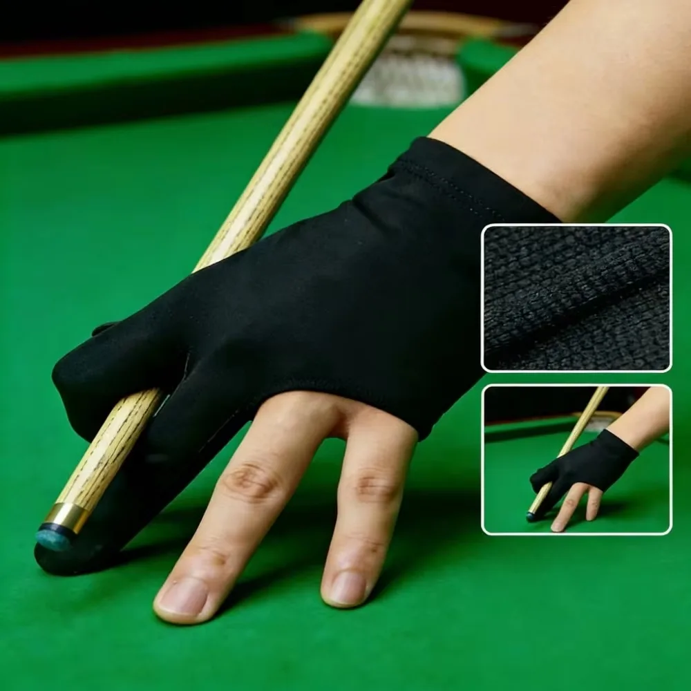 Open Finger Billiard Pool Glove Adjustable Strap Breathable Professional Training Accessory