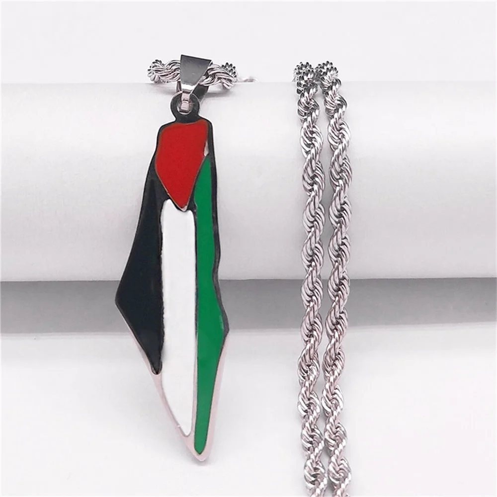 Fashionable Palestine Pendant Map Necklace Stainless Steel Pendant Fashionable Personality Necklace Exquisite Craftsmanship