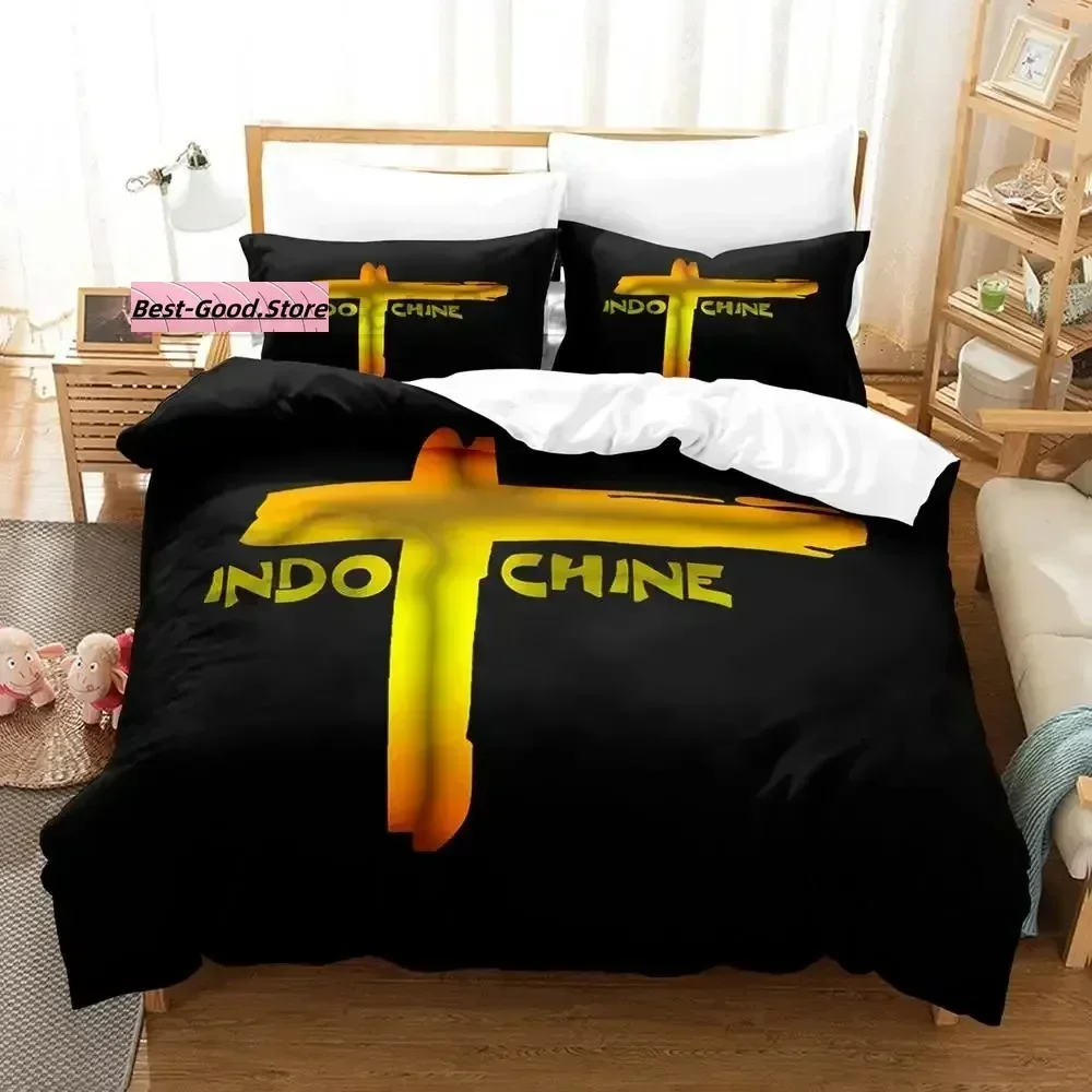 Juego de cama Indochine Rock, juego de cama individual, doble, tamaño queen, tamaño king, juego de funda nórdica para dormitorio de adultos y niños, juegos de fundas nórdicas con estampado 3D, sábanas para cama de 90 cm