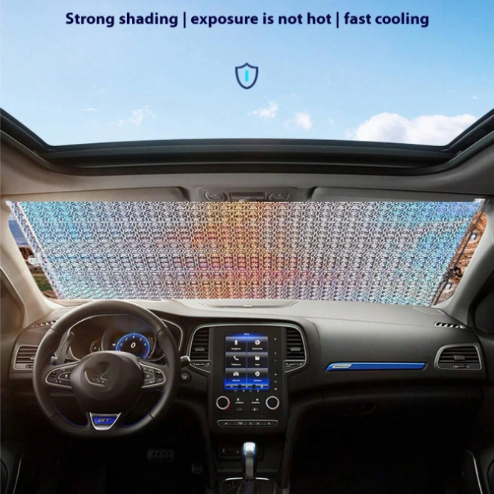 Car Windshield Sunshade Roller Blinds Auto Window Retractable Summer Protection Heat Insulation Curtain Front Rear Shading