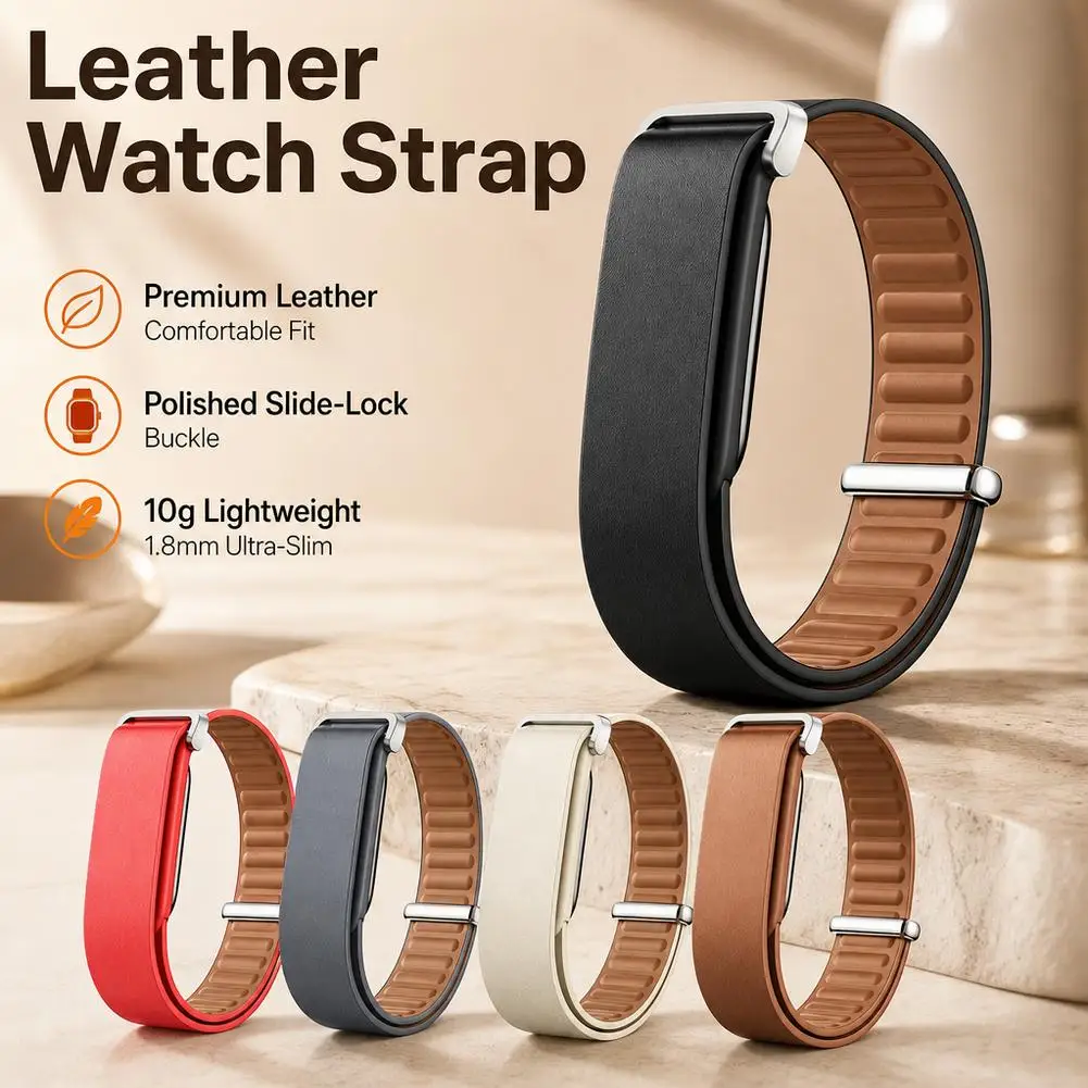 for Google Fitbit Air Strap Leather Watch Straps Adjustable Comfortable Shock-proof Replacement Bracelet for Smartwatch