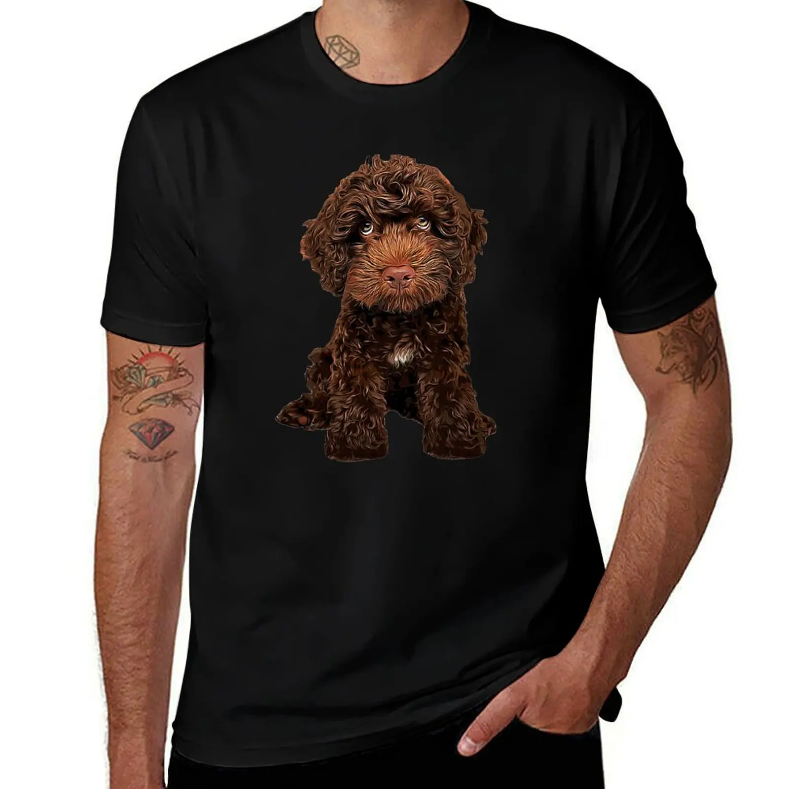 Cockapoo Chocolate Puppy Dog Poodle Mix T-Shirt Casual Soft Cotton Short Sleeve Tee T-Shirt
